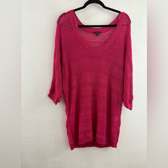 Torrid fucsia short sleeve knitted blouse size 1X - Picture 1 of 5
